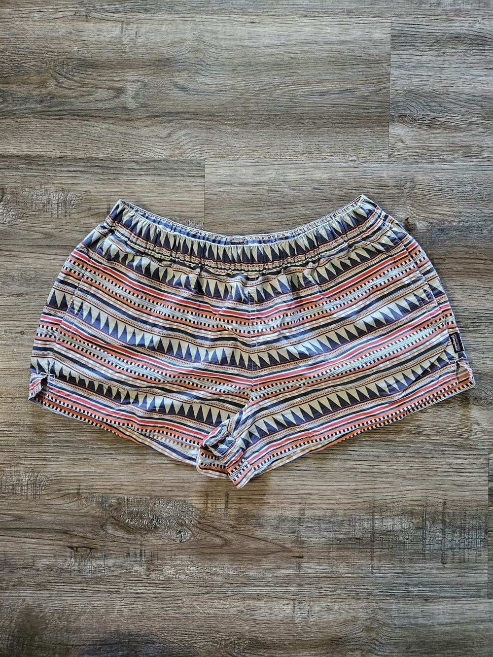 Patagonia Barley Baggies Vintage Belay Stripe Desert Sage Aztec Shorts